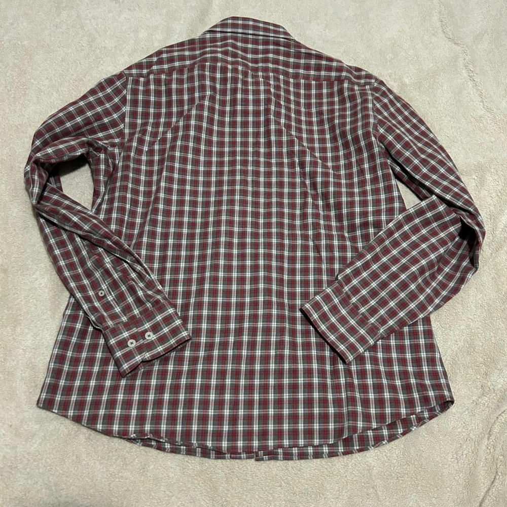 UNTUCKit Button Down Mens XL Red Grey Plaid Sauris Slim Fit‎ Wrinkle Free - Picture 3 of 8
